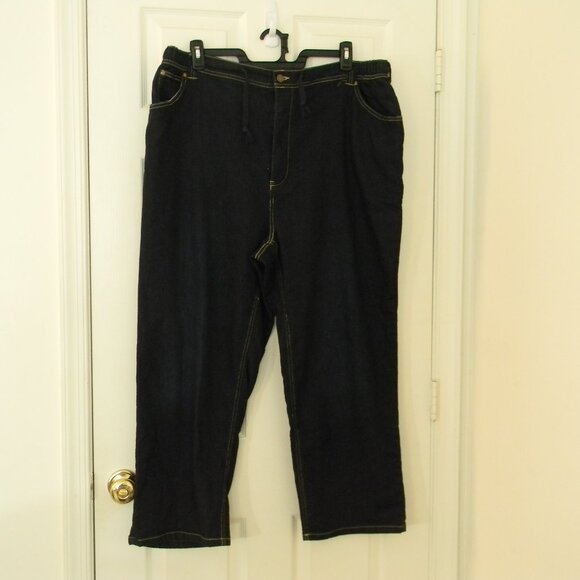 King Size Sweatpant Jeans 2XL Big Dark Wash Pull On Pockets Drawstring EUC